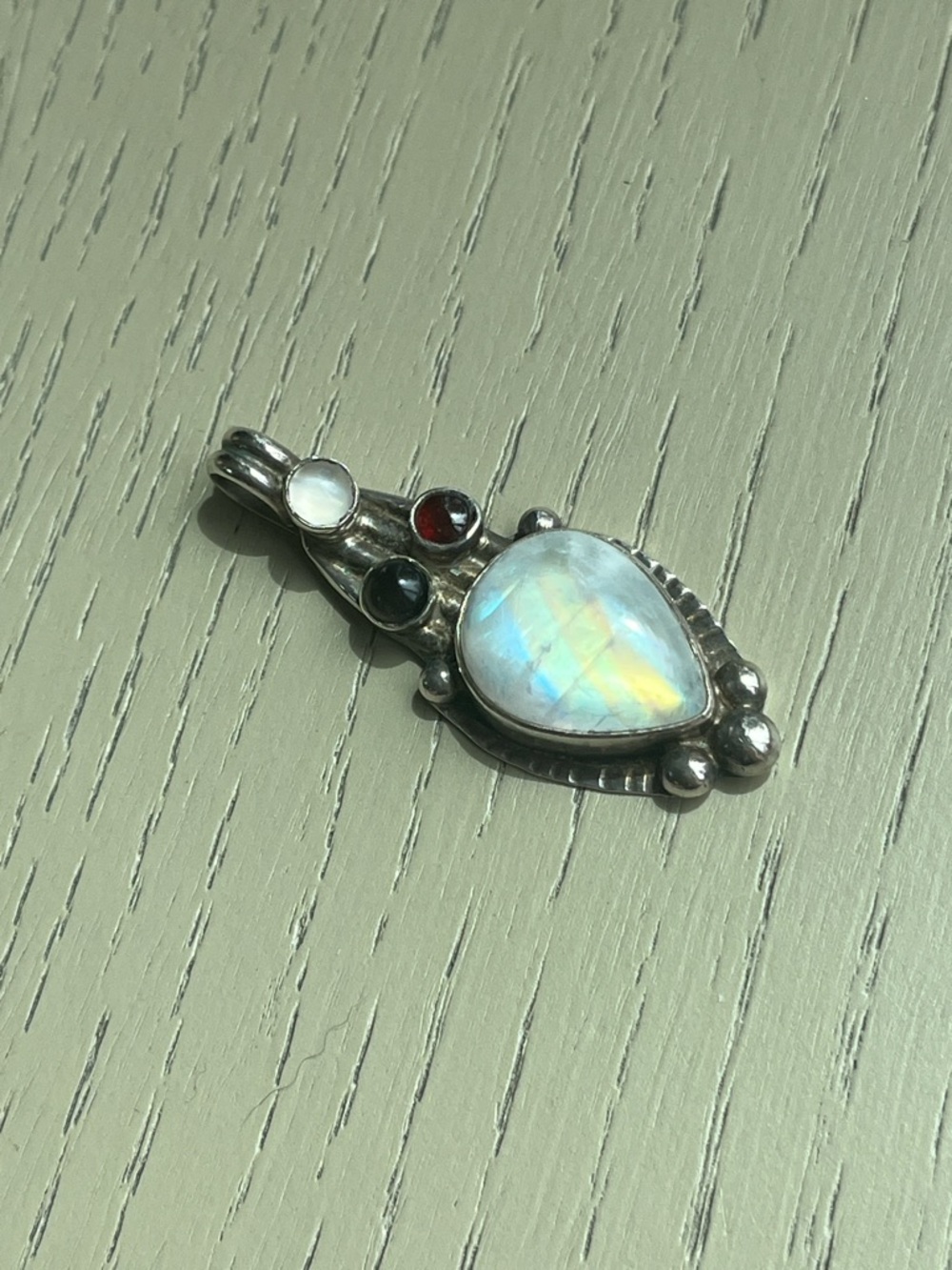 Rainbow Moonstone Pendant / Sterling Silver